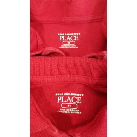 The Childrens Place Red Long Sleeve Polo Shirts 4T Set Of 2 Cotton Blend - Picture 5 of 5